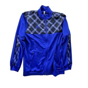 Adidas Tiro Plaid Blue Track Jacket Men's Size XLT HN5514 BLACK Tartan Print